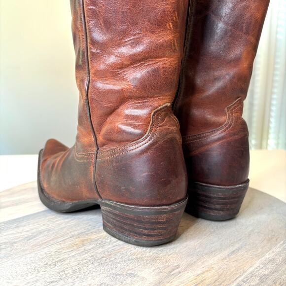 Ariat Hacienda Women's Brown Knee High Leather Inlay Snip Toe Boots Size 7 B 7B - Picture 12 of 13